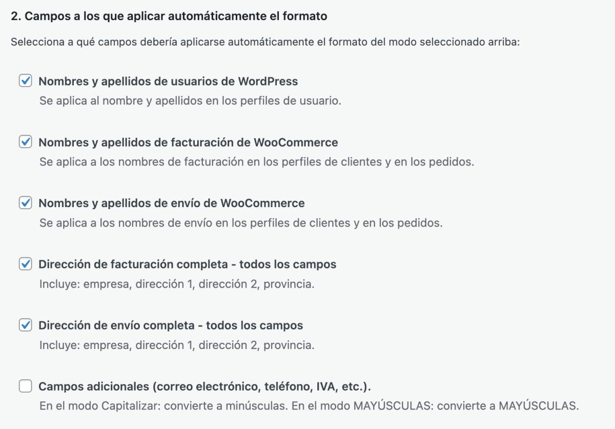 automatizar capitalización y mayúsculas de nombres y direcciones campos formato automatico