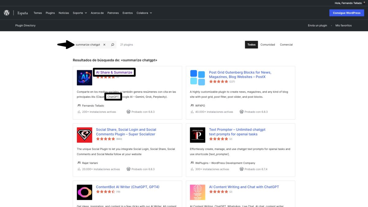buscador plugins wordpress org