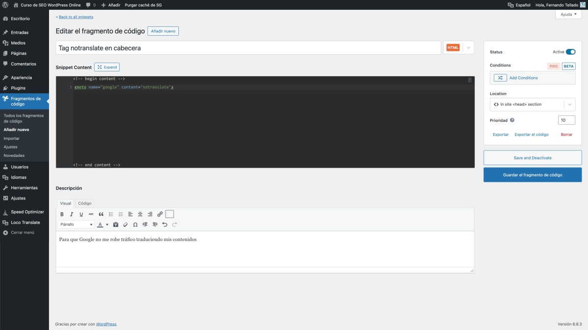 code snippet html notranslate