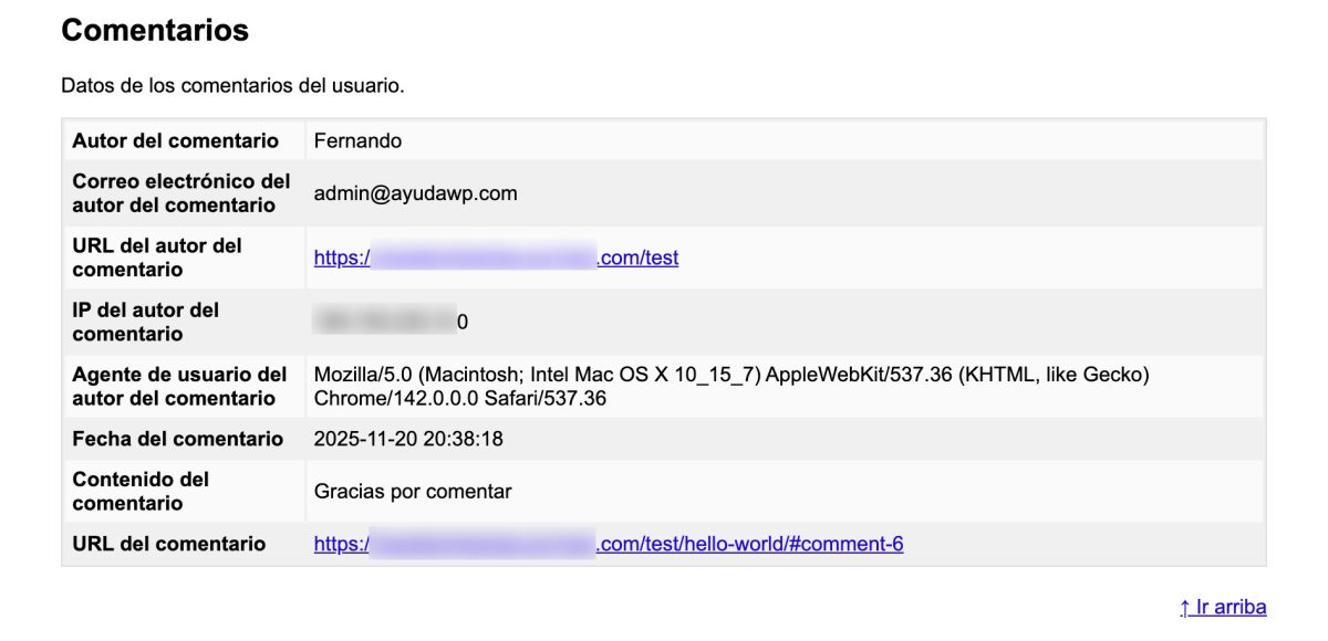 exportacion datos personales sin notas