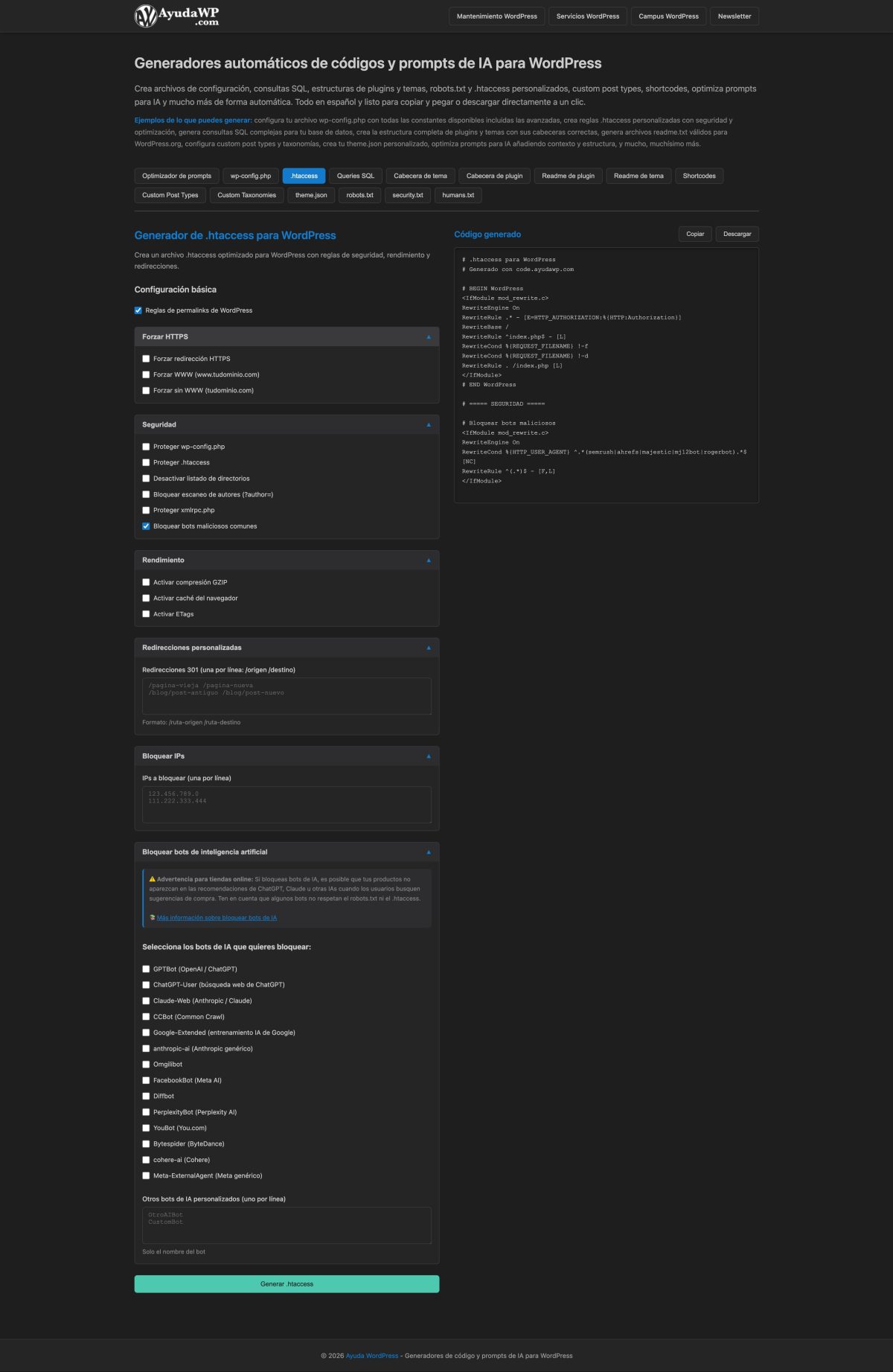generador de htaccess