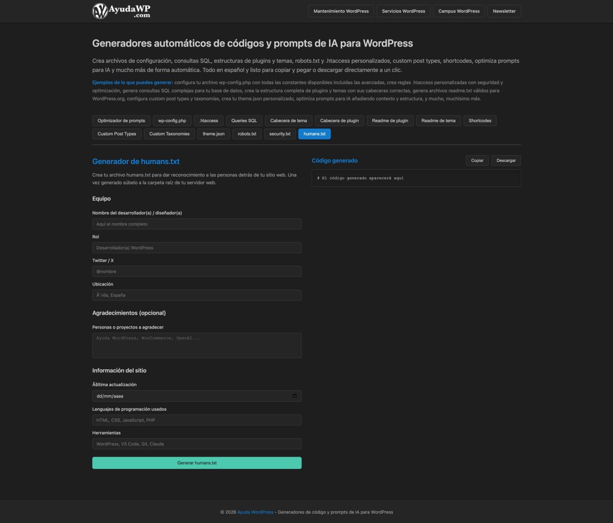 generador de humans txt