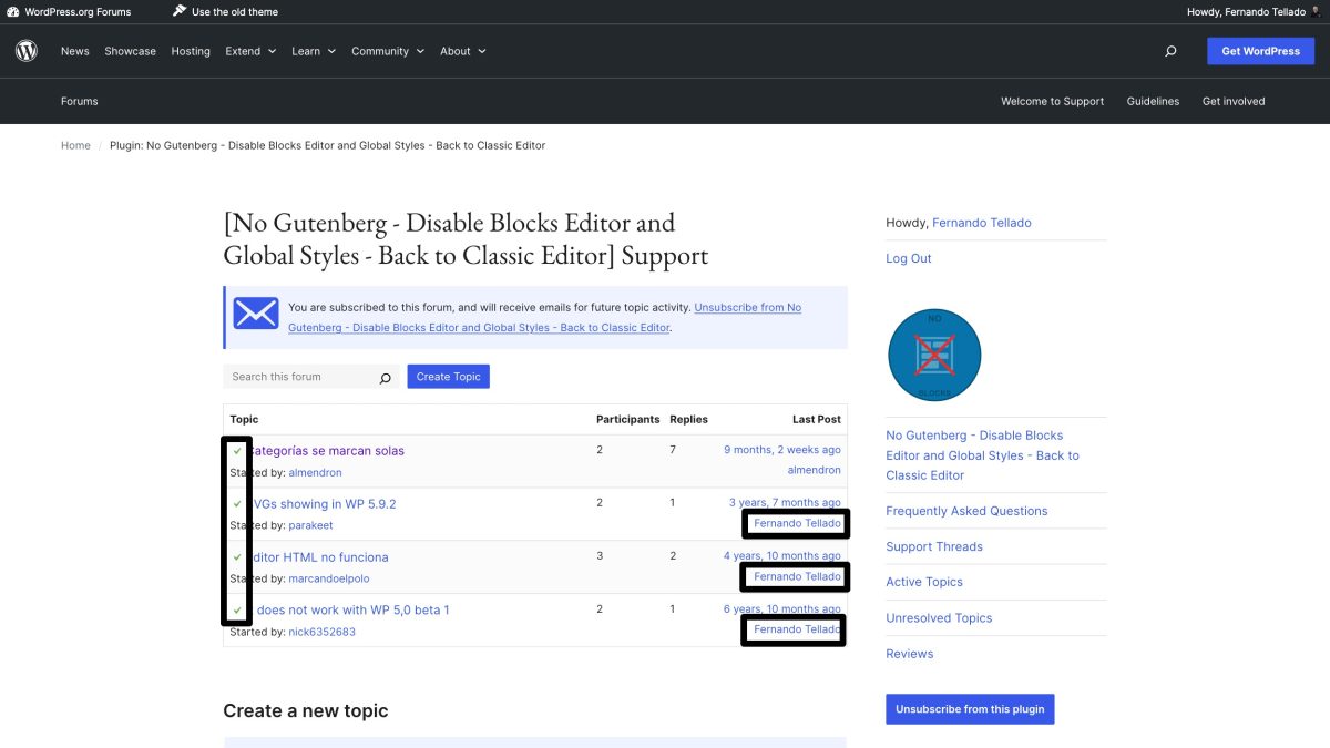 hilos resueltos foros plugin wordpress