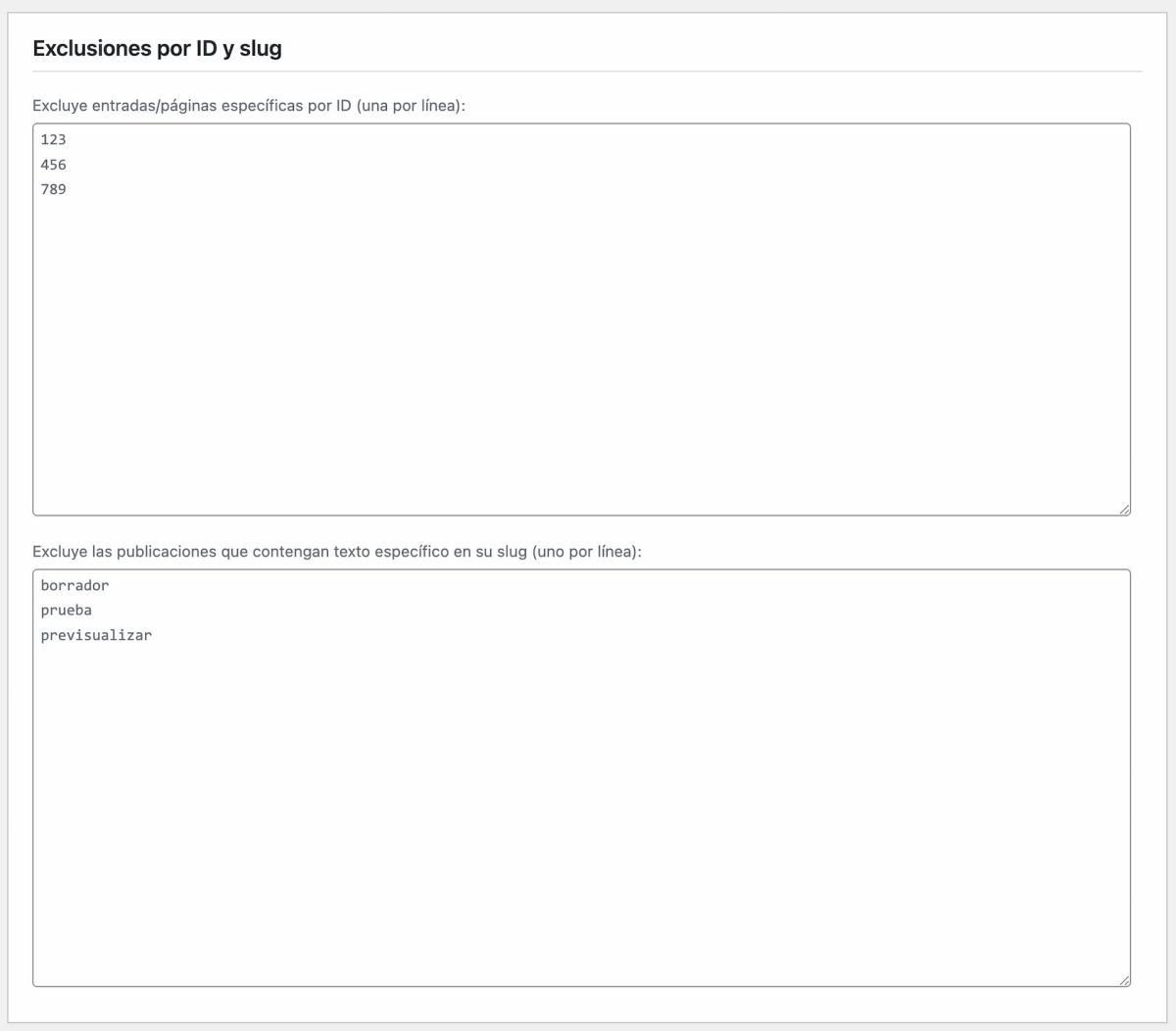 native sitemap customizer excluir contenidos concretos