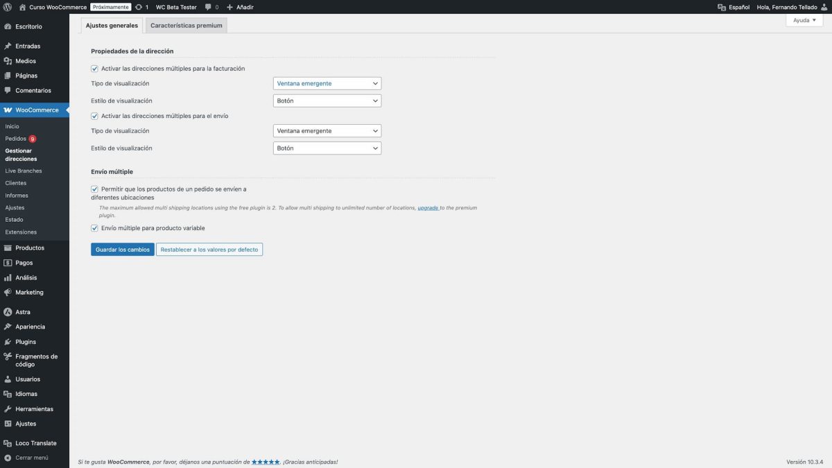 woocommerce multiple addresses