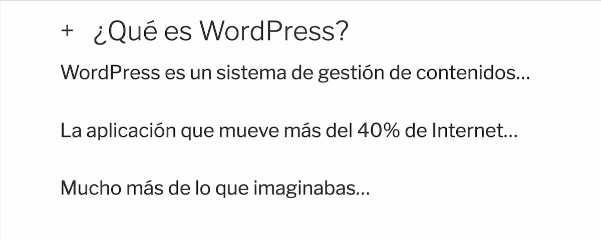 cambiar icono de bloque acordeon a simbolo sencillo a la izquierda