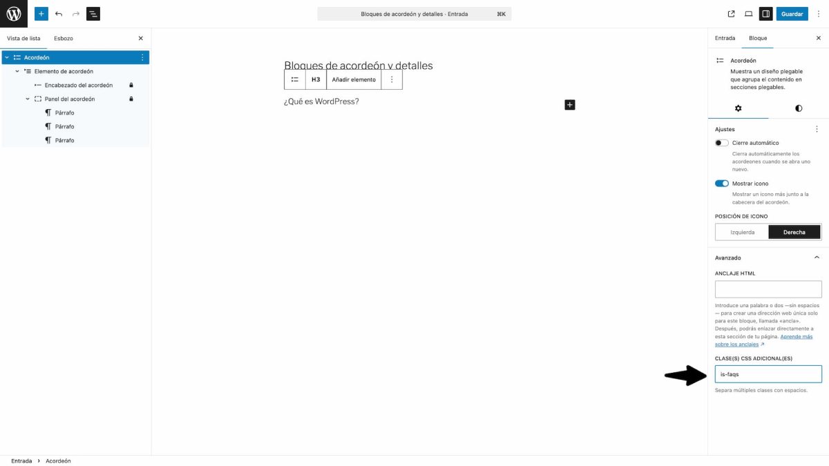 clase csss faq bloque acordeon para schema