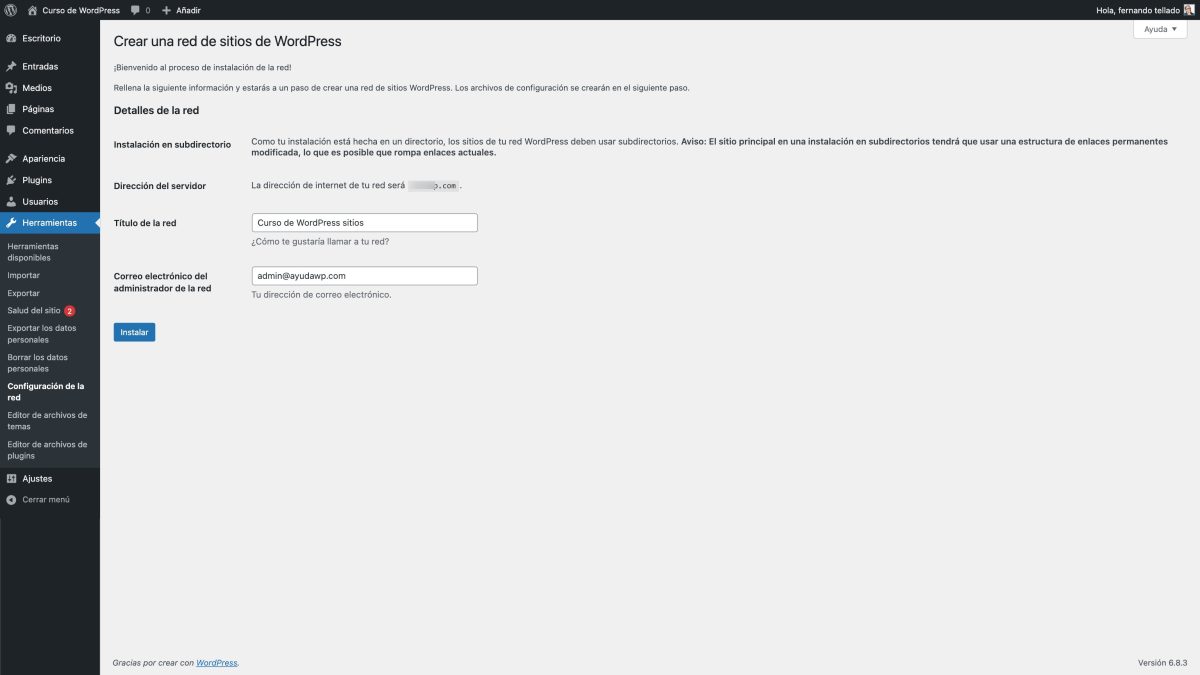 crear red sitios wordpress
