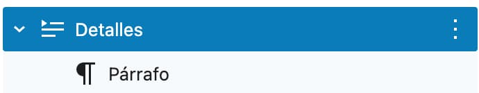 estructura interna bloque detalles editor wordpress