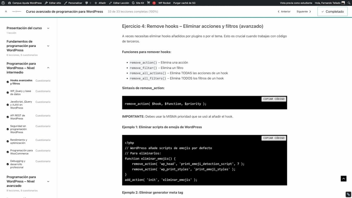 leccion hooks curso programacion wordpress