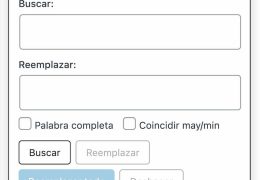 panel flotante buscar reemplazar texto en bloques wordpress