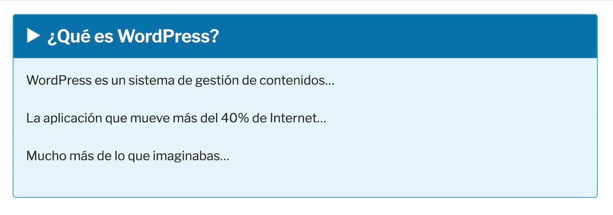 personalizar colores bloque acordeon estilo info wordpress