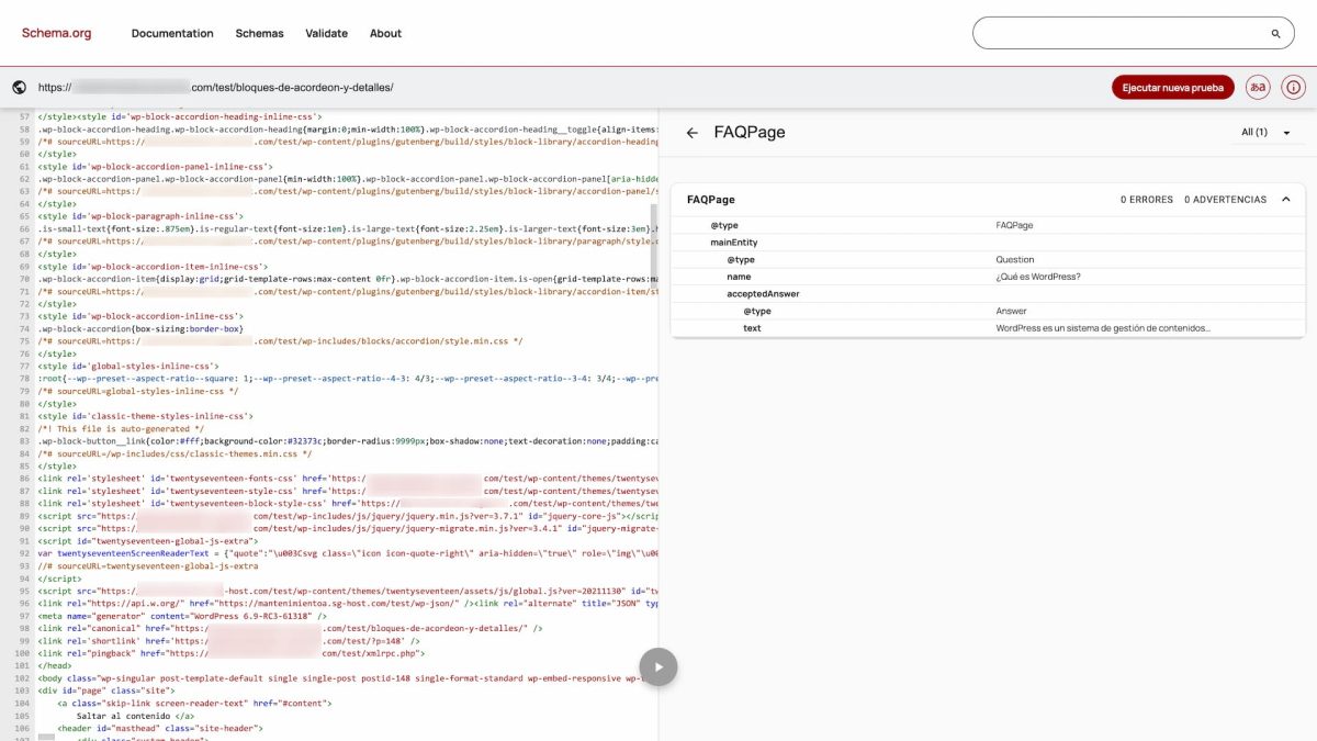 schema faqpage bloque acordeon wordpress