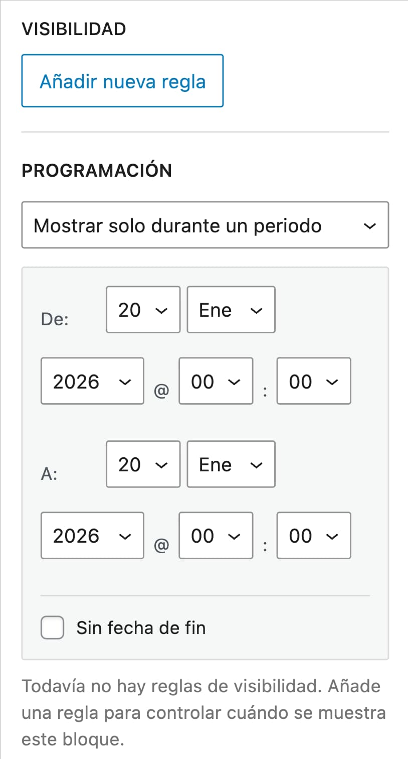 ajustes programacion widget bloques