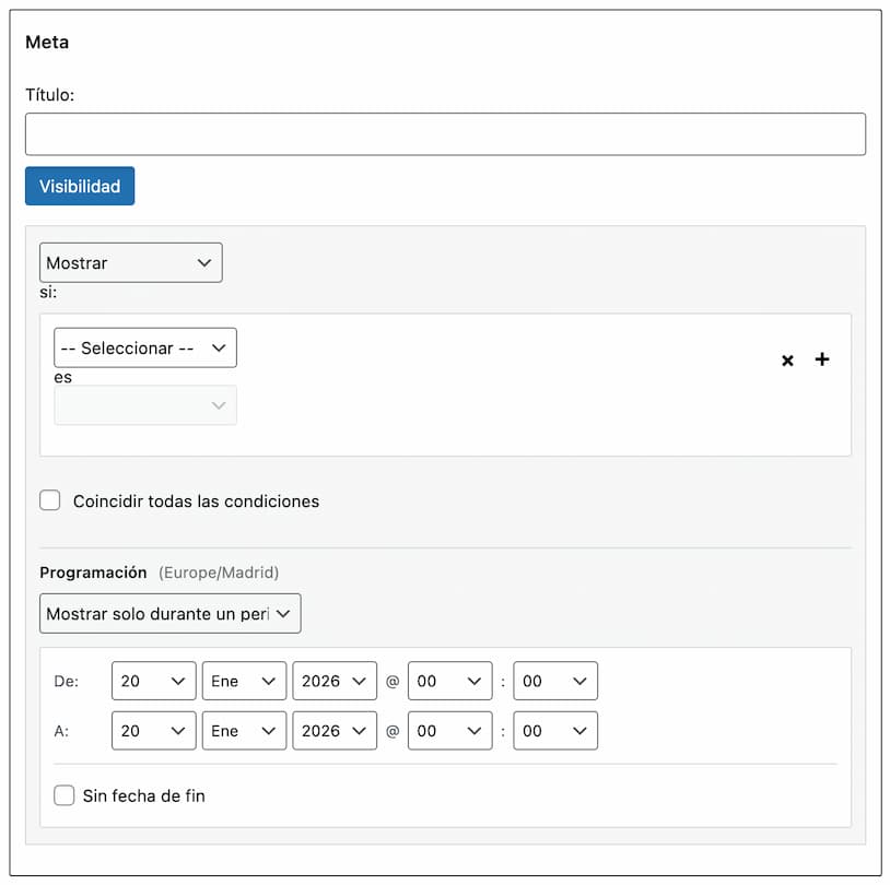ajustes programacion widget clasico