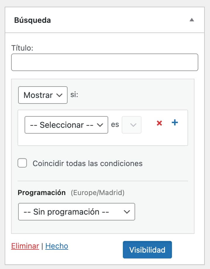ajustes visibilidad widget clasico