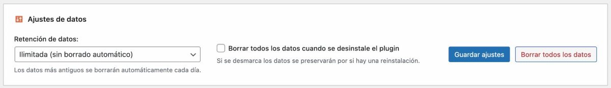 vigia ajustes de retencion de datos
