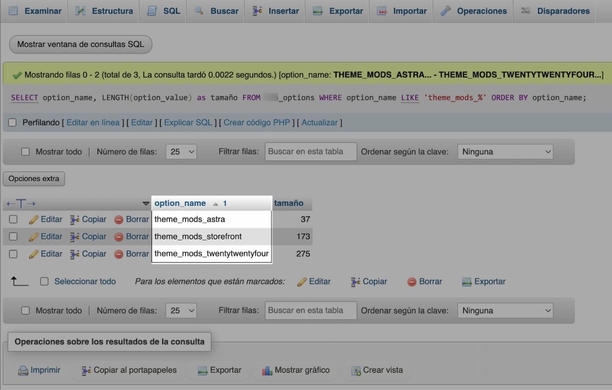 buscar theme mods phpmyadmin