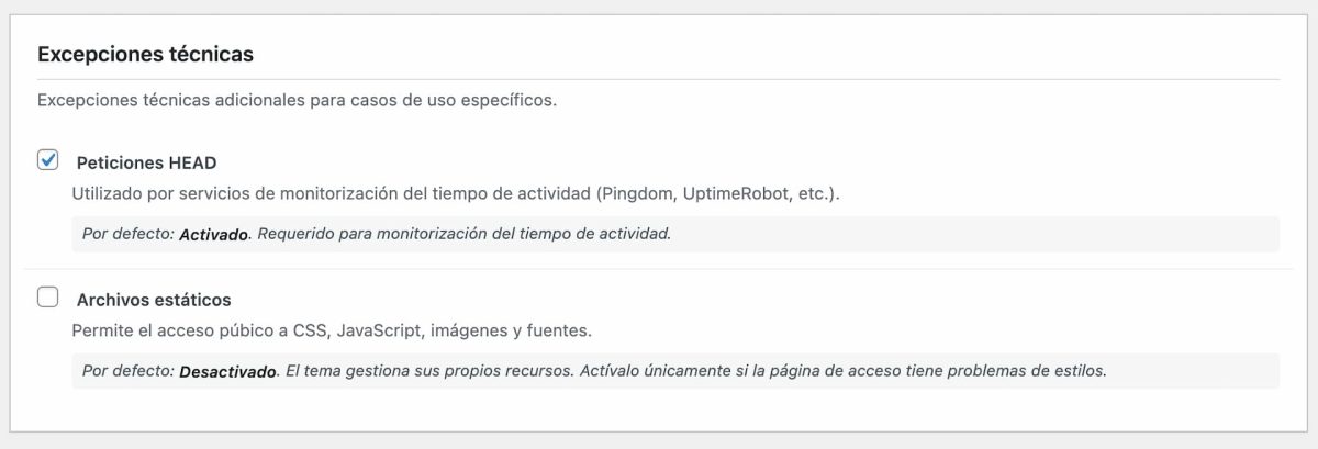 excepciones tecnicas acceso plugin gozer wordpress