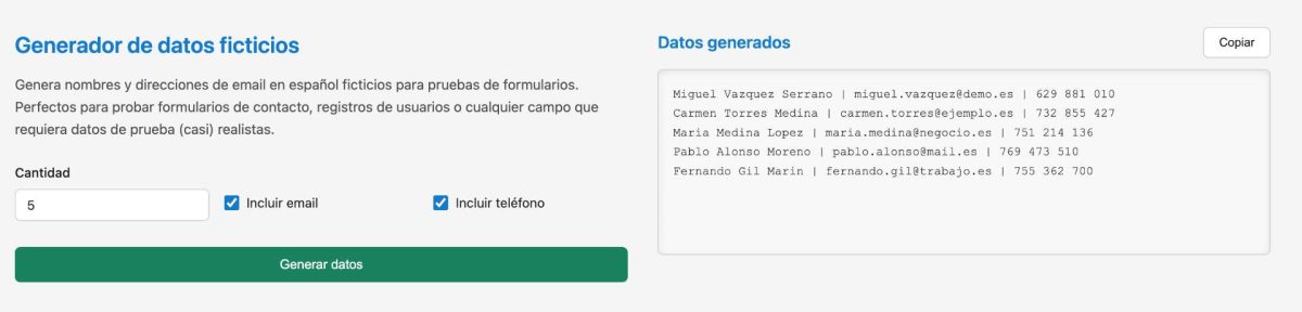 generador datos ficticios espanol castellano