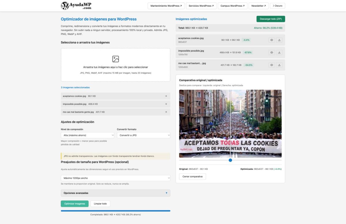 optimizar imagenes lote wordpress