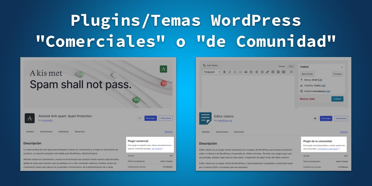 plugins temas comerciales o de comunidad