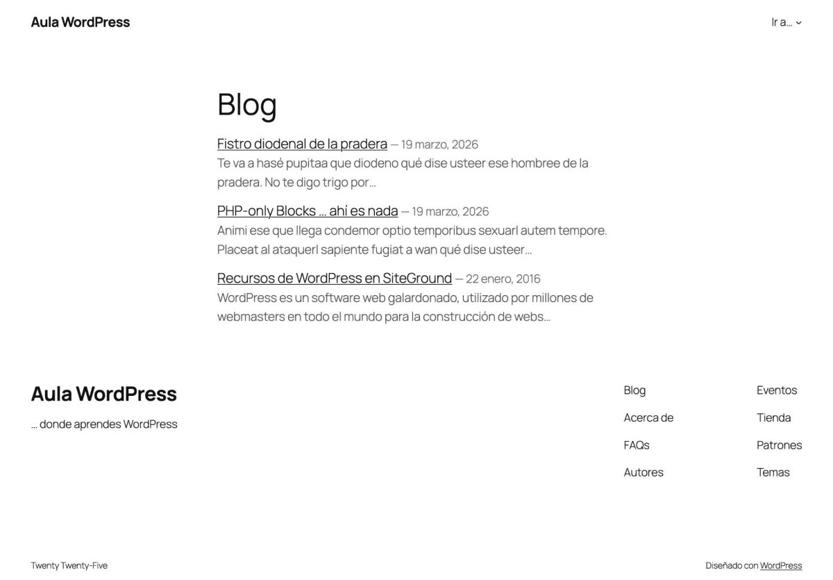 bloque php wordpress 7 entradas relacionadas mostrado en web
