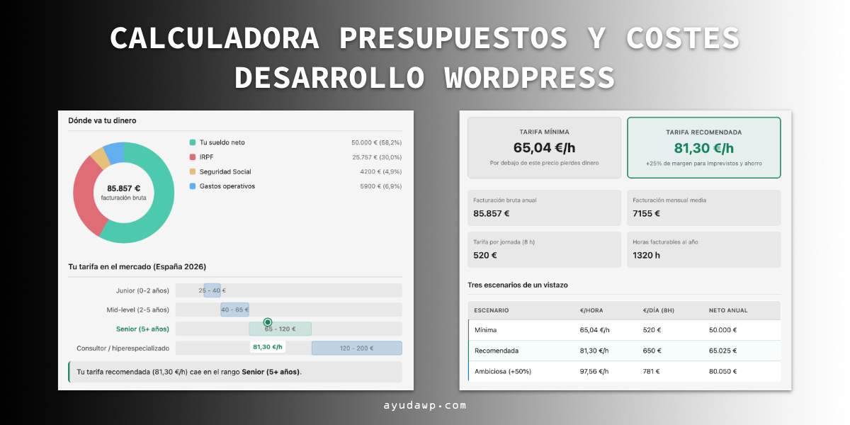 calculadora costes gastos freelance desarrollo wordpress