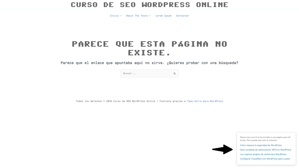 respuesta a 404 ia con enlaces propuestos