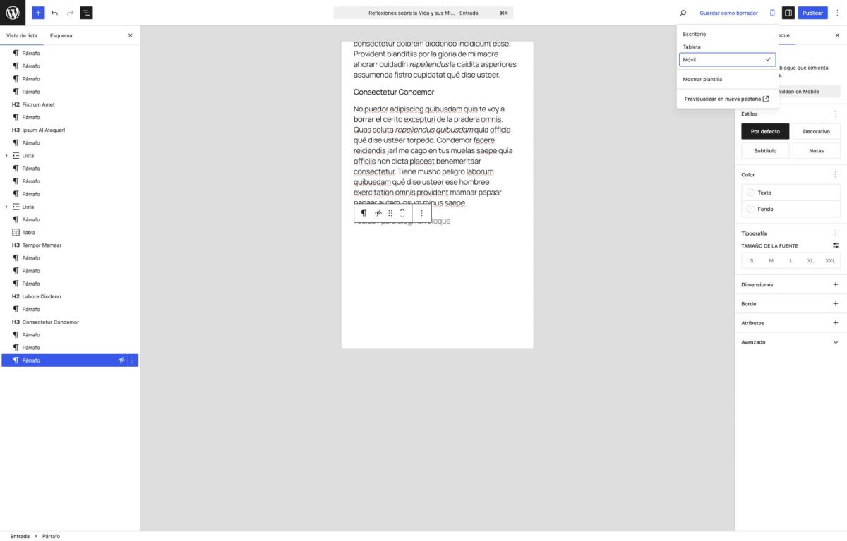 bloque oculto en movil