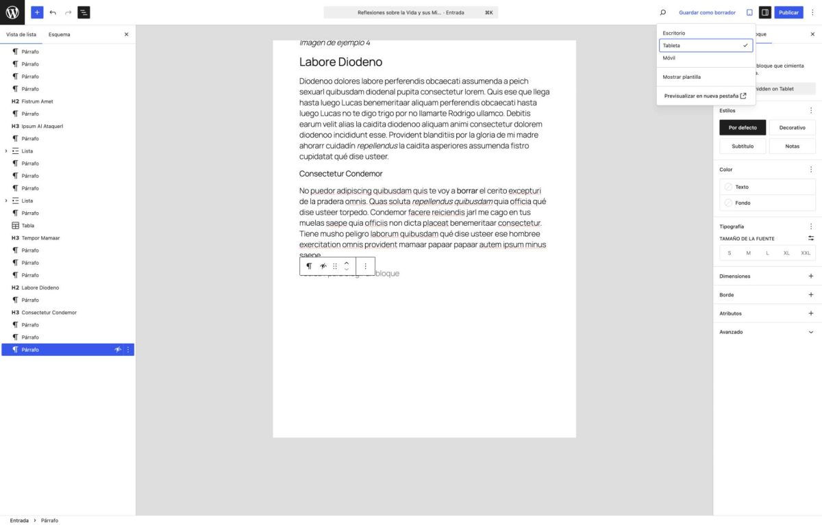 bloque oculto en tableta