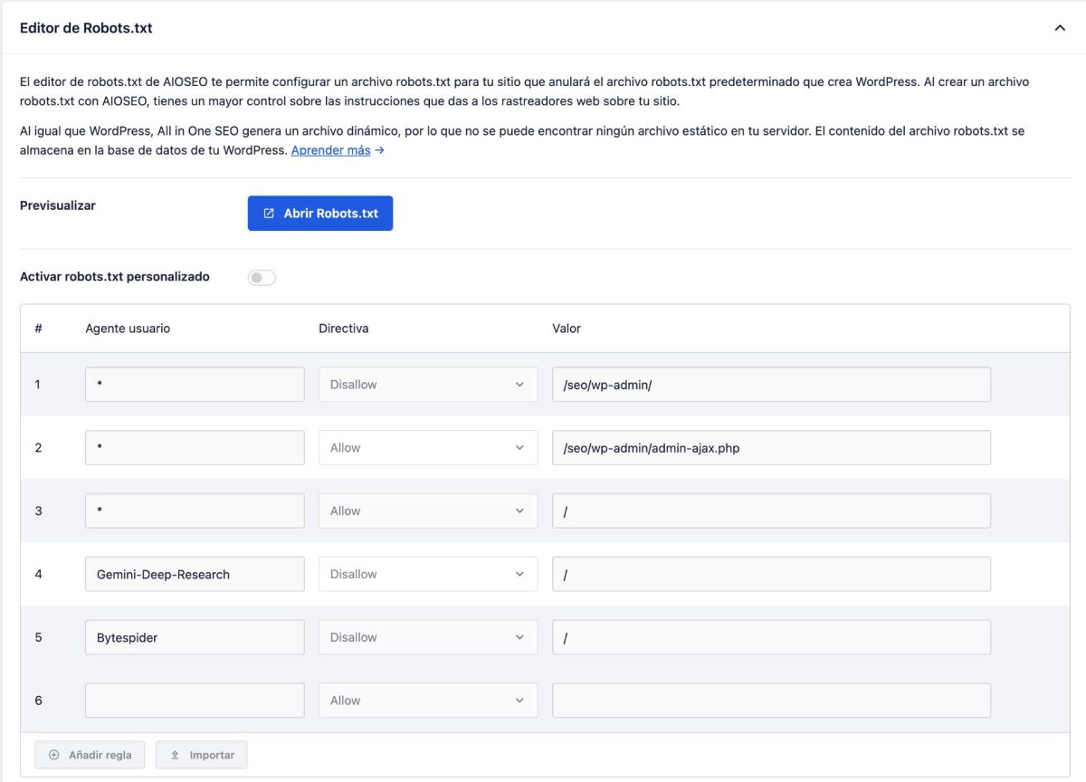 editor robots txt aioseo