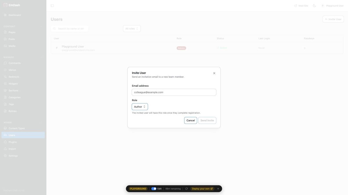 emdash admin users