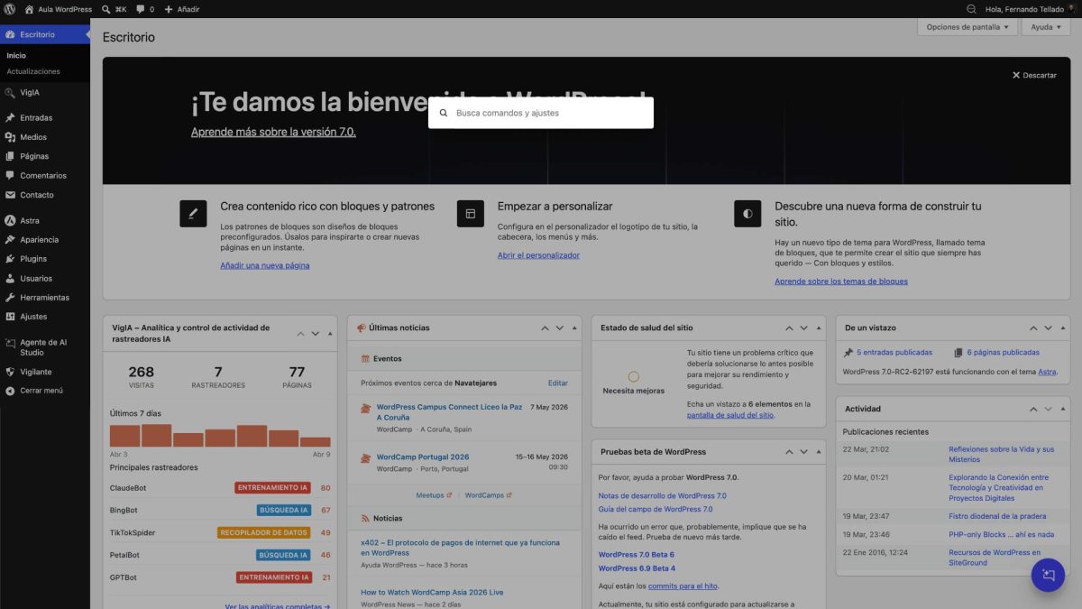 paleta comandos wordpress 7 repetida tema astra