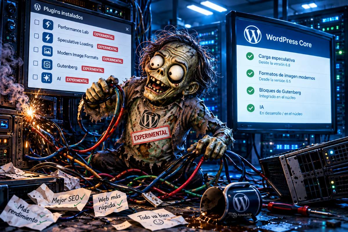 Los plugins experimentales de WordPress.org deberían avisar de lo que son ¿tienes activo Performance Lab, Speculative Loading, Gutenberg o el plugin oficial IA?